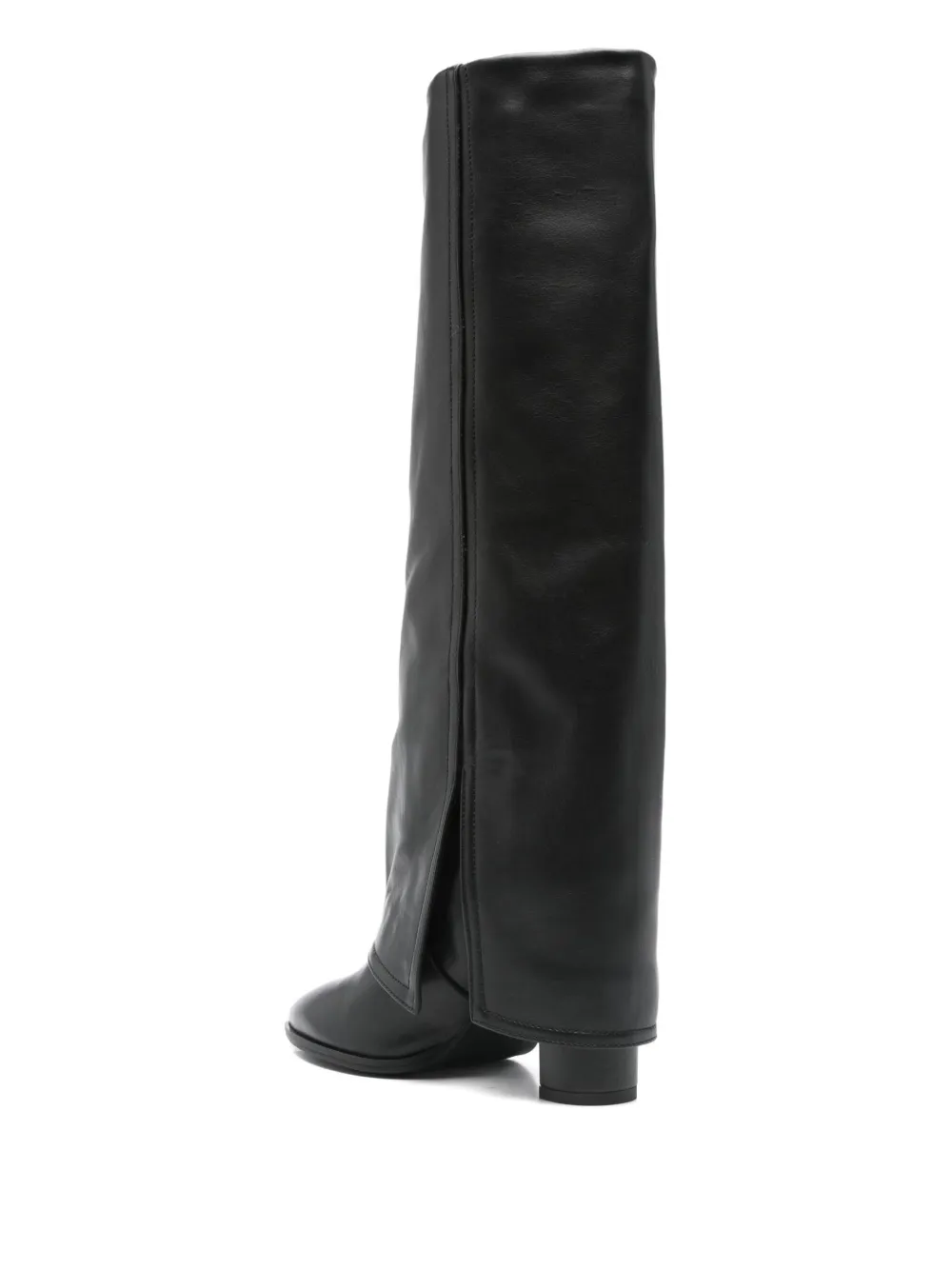 Gisel Moire 90mm fold-over leather boots Black