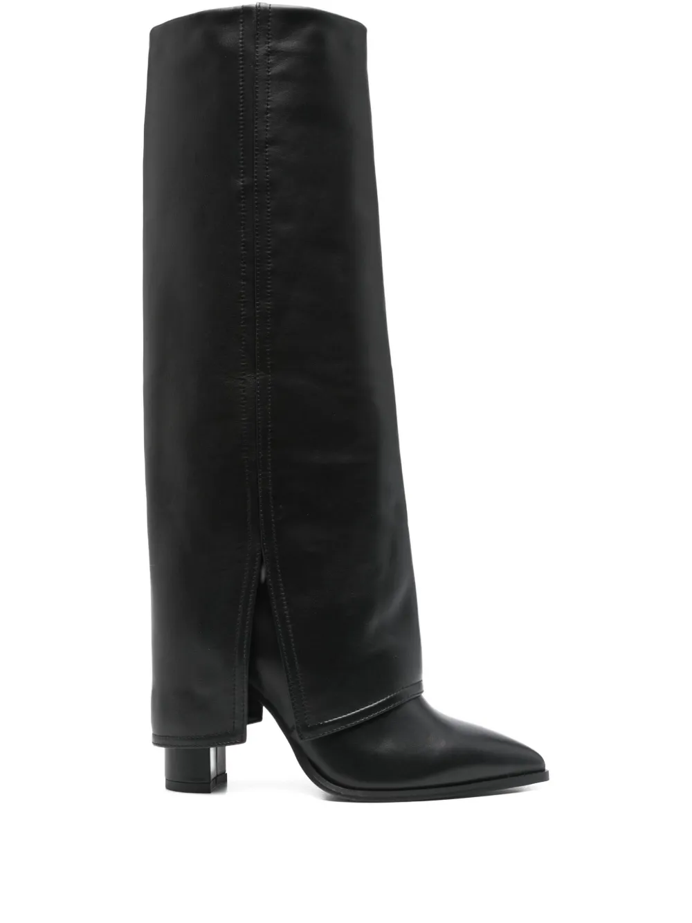 Gisel Moire 90mm fold-over leather boots Black