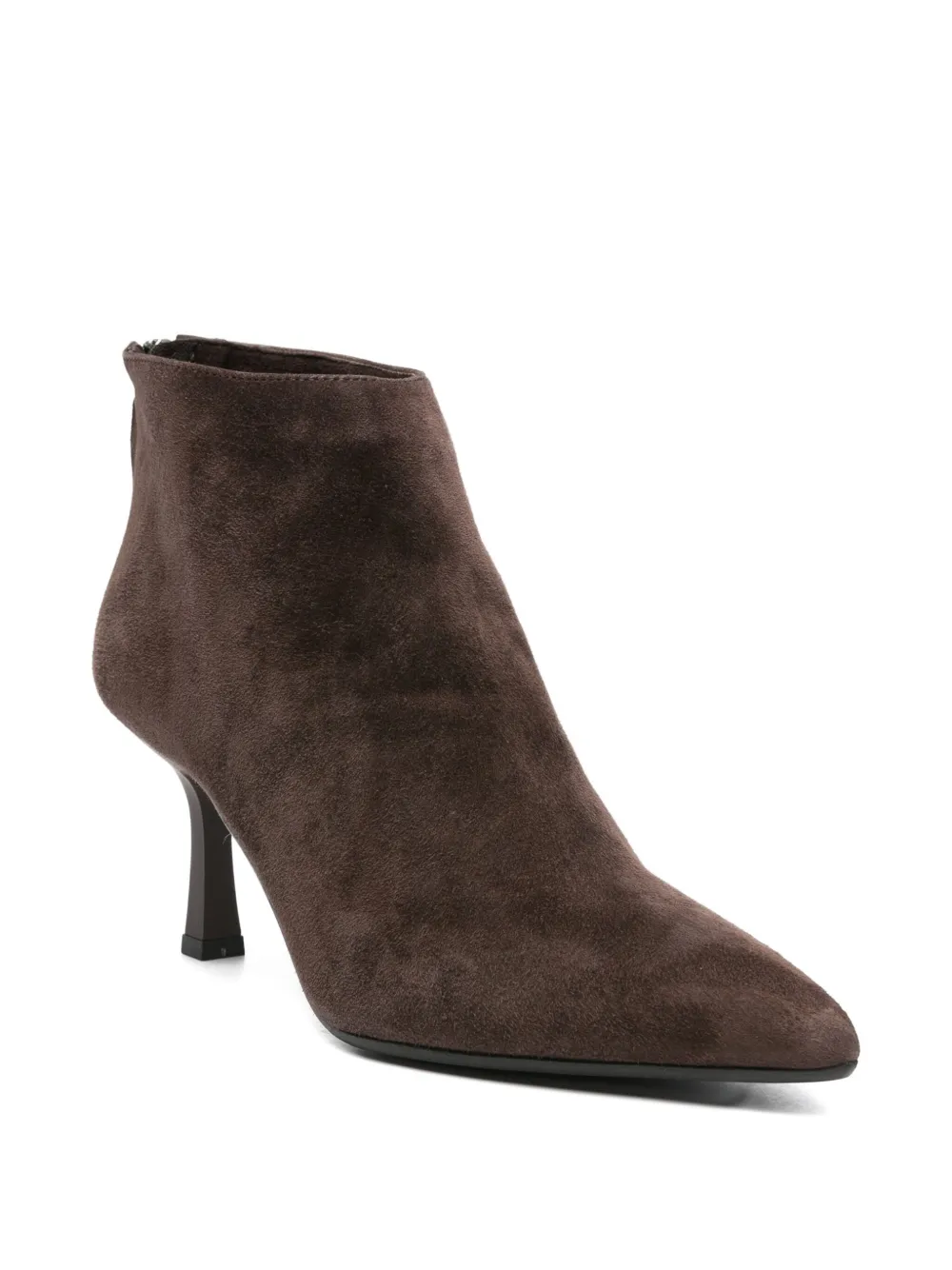 Gisel Moire 65mm Elise pointed-toe stiletto ankle boots Brown