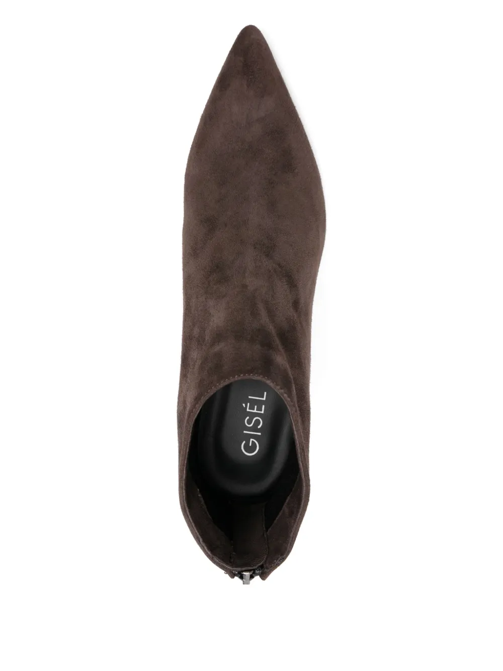 Gisel Moire 65mm Elise pointed-toe stiletto ankle boots Brown