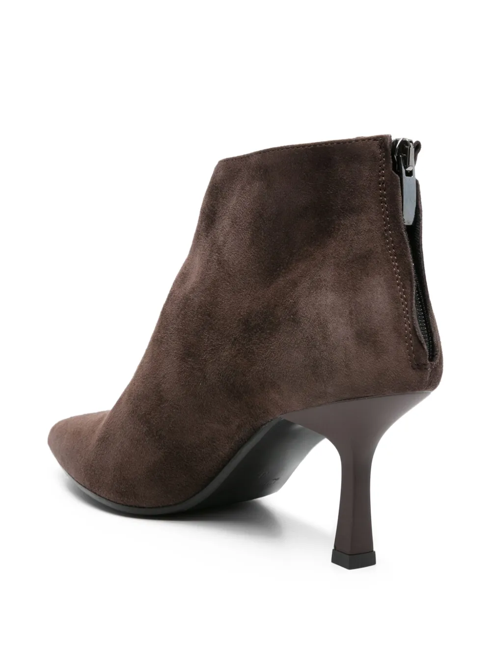 Gisel Moire 65mm Elise pointed-toe stiletto ankle boots Brown