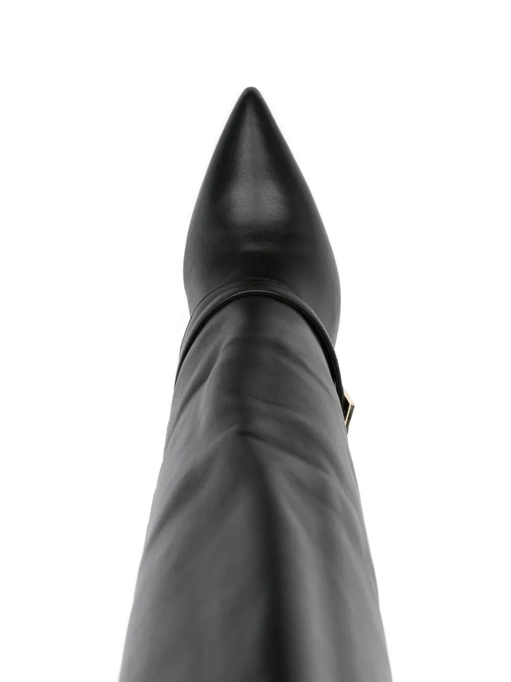 Gisel Moire 90mm leather buckle-detail boots Black