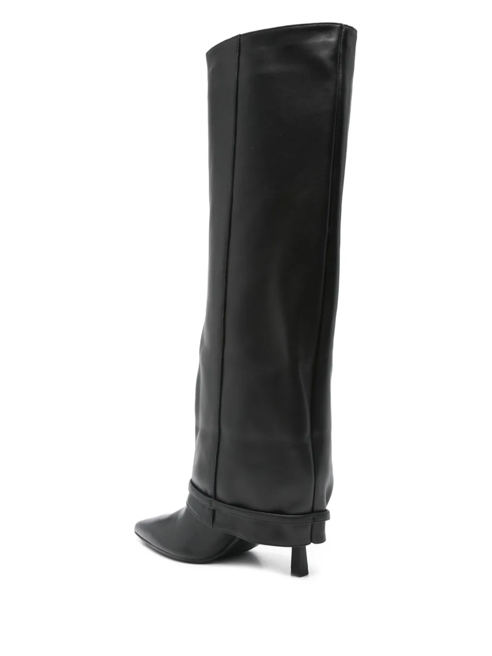 Gisel Moire 90mm leather buckle-detail boots Black
