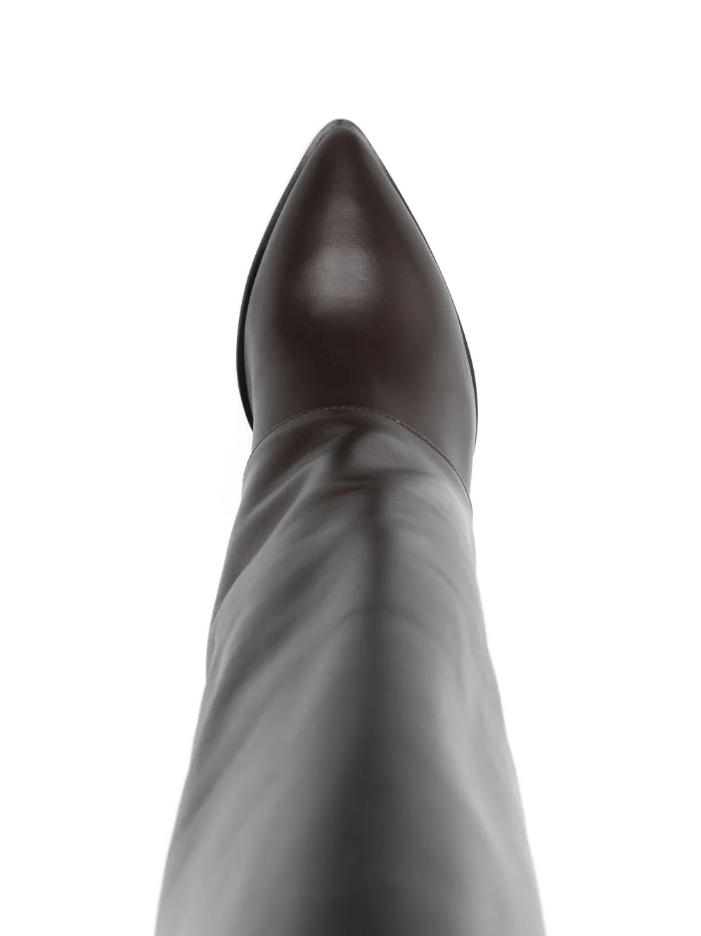 Gisel Moire 95mm calf leather knee-high boots Brown