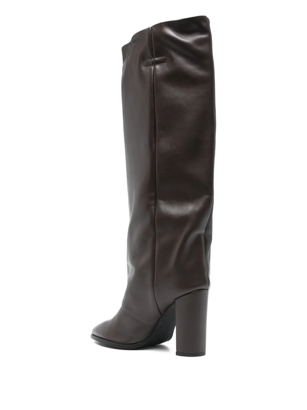 Gisel Moire 95mm calf leather knee-high boots Brown