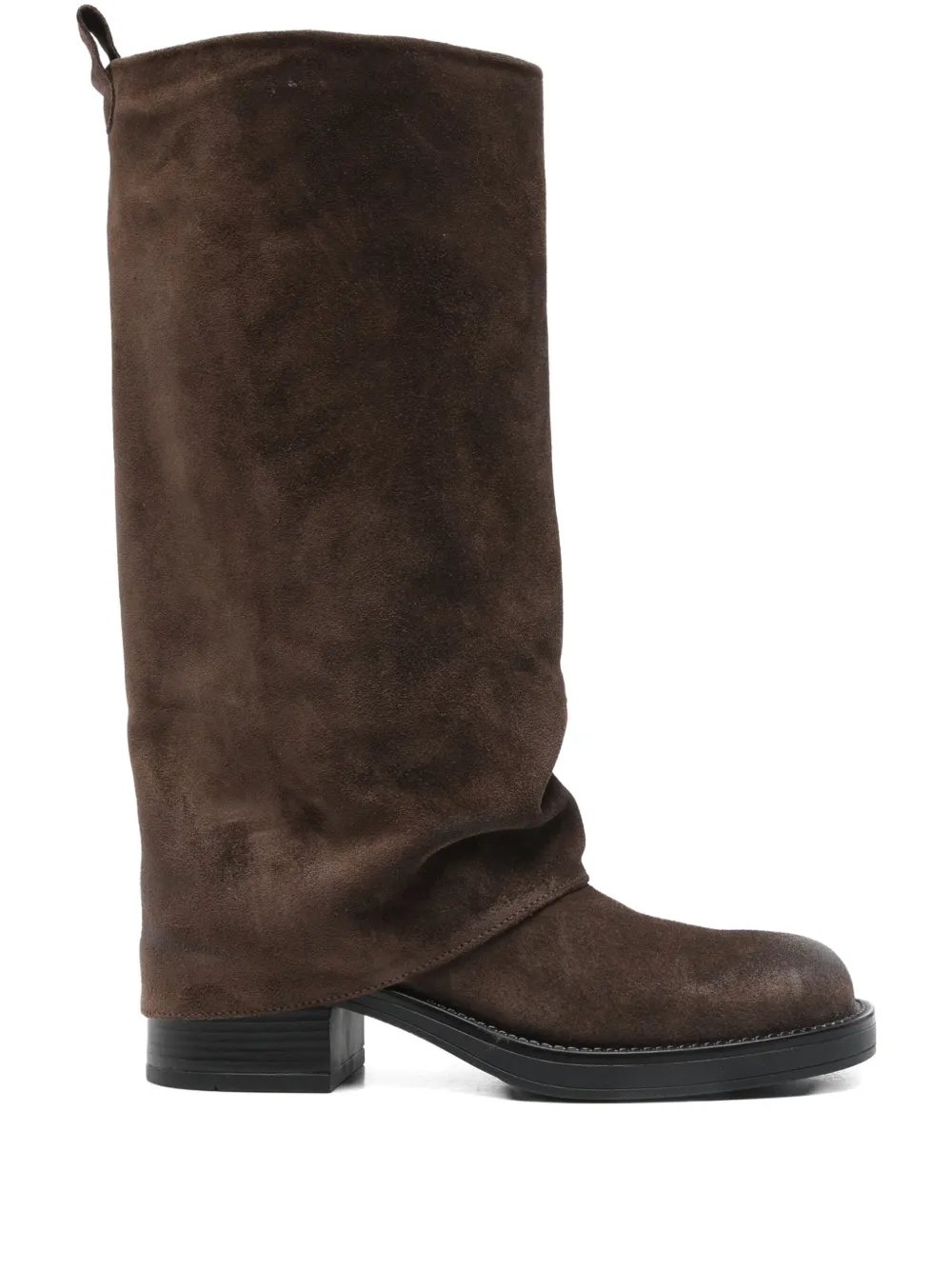 Gisel Moire 40mm slouchy suede boots Brown
