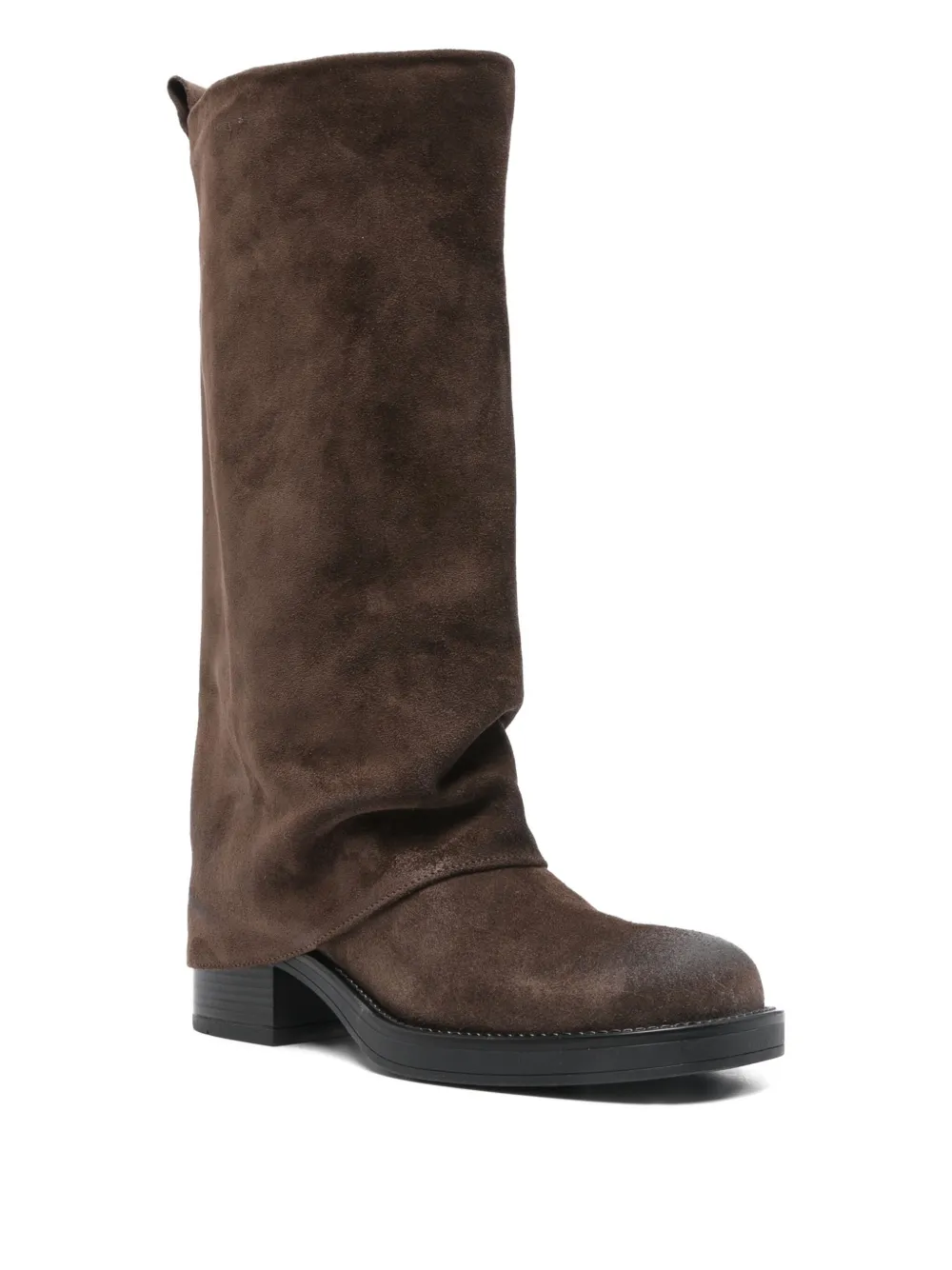 Gisel Moire 40mm slouchy suede boots Brown