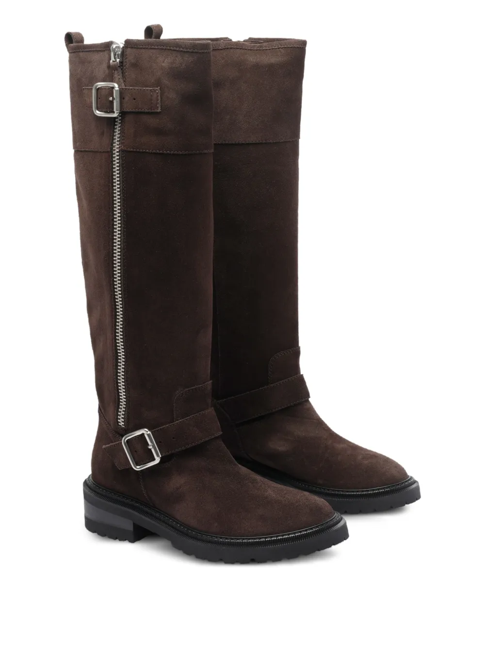 Via Roma 15 50mm buckled zip-fastening biker boots Brown