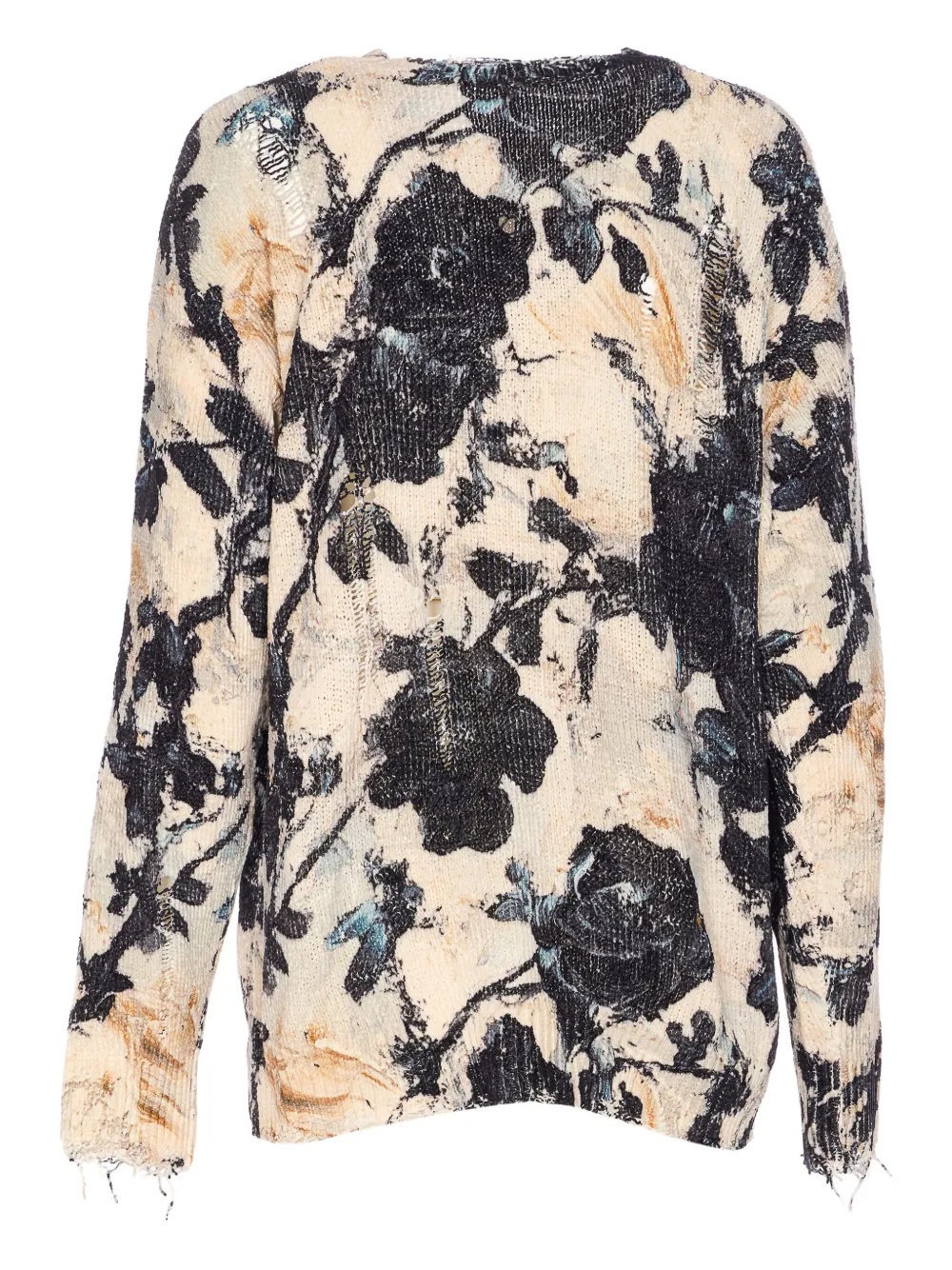 R13 floral-print distressed sweatshirt Beige