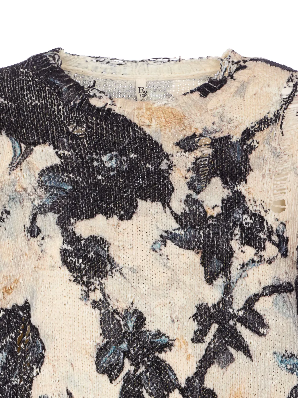 R13 floral-print distressed sweatshirt Beige