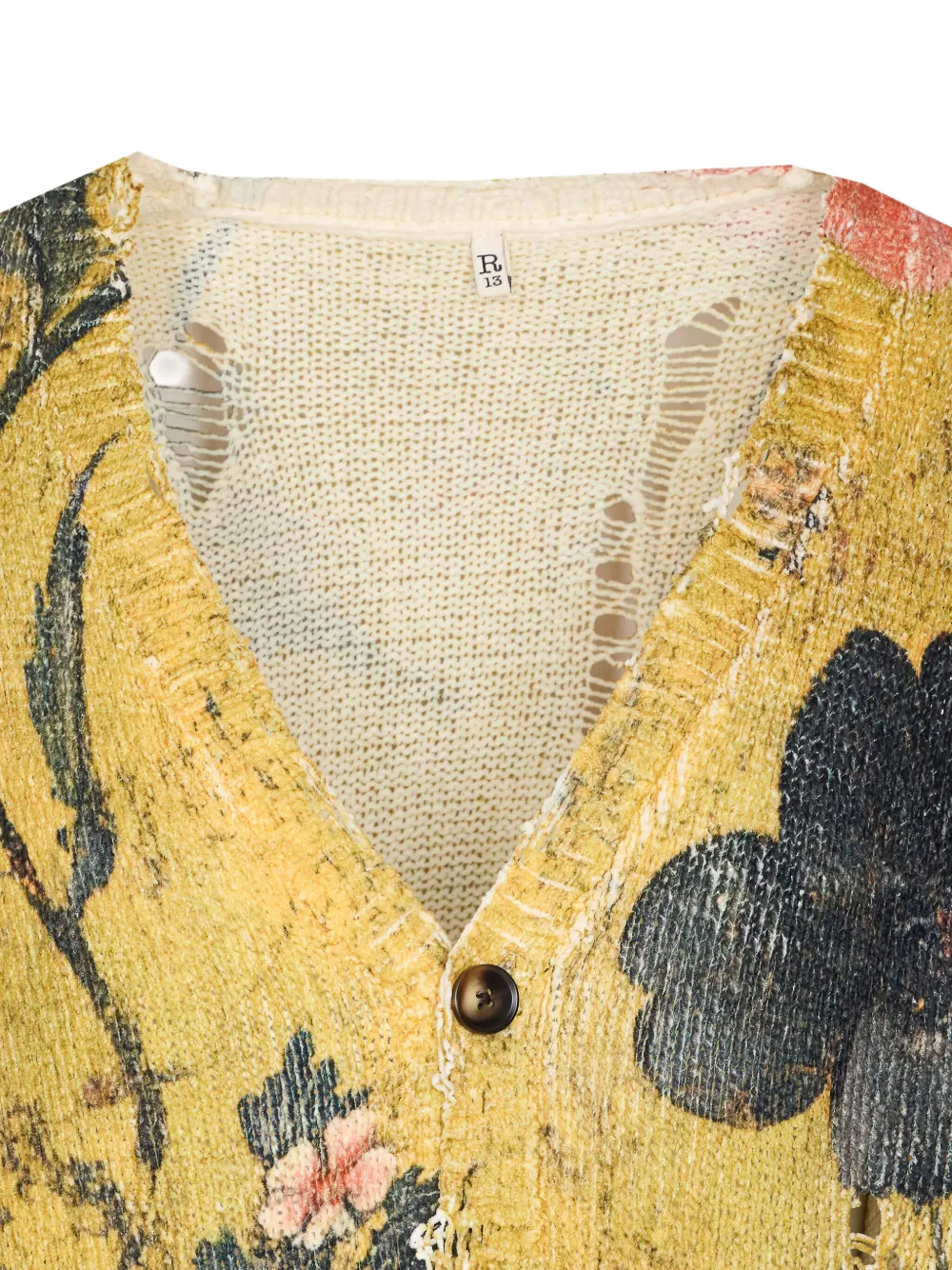 R13 floral-print distressed cardigan Geel