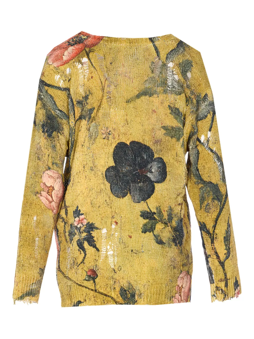 R13 floral-print distressed cardigan Geel