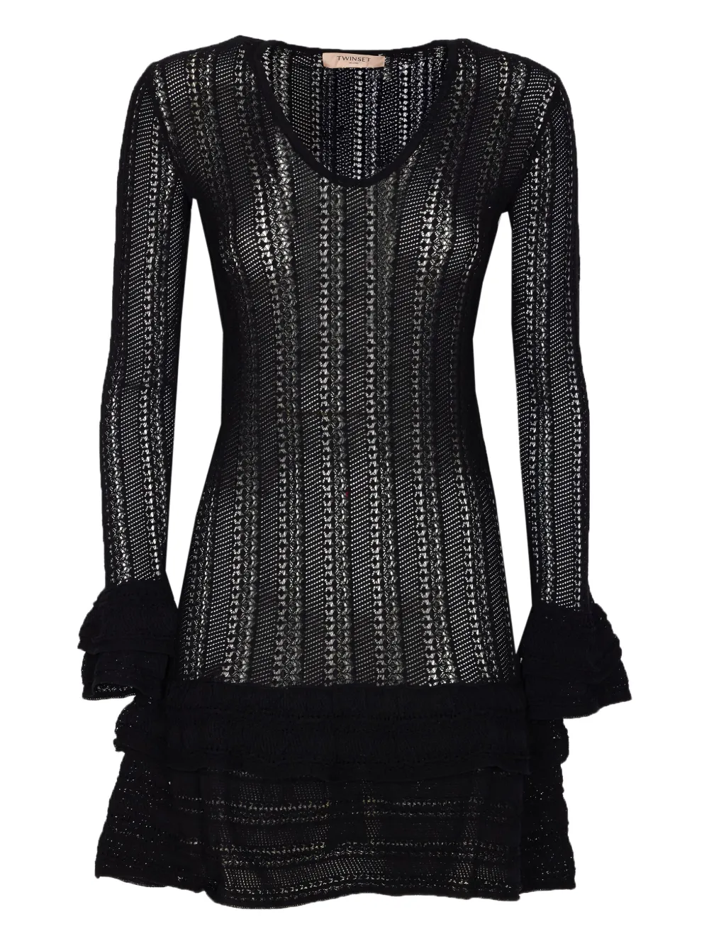 Twinset Perforated Ruffled Mini Dress