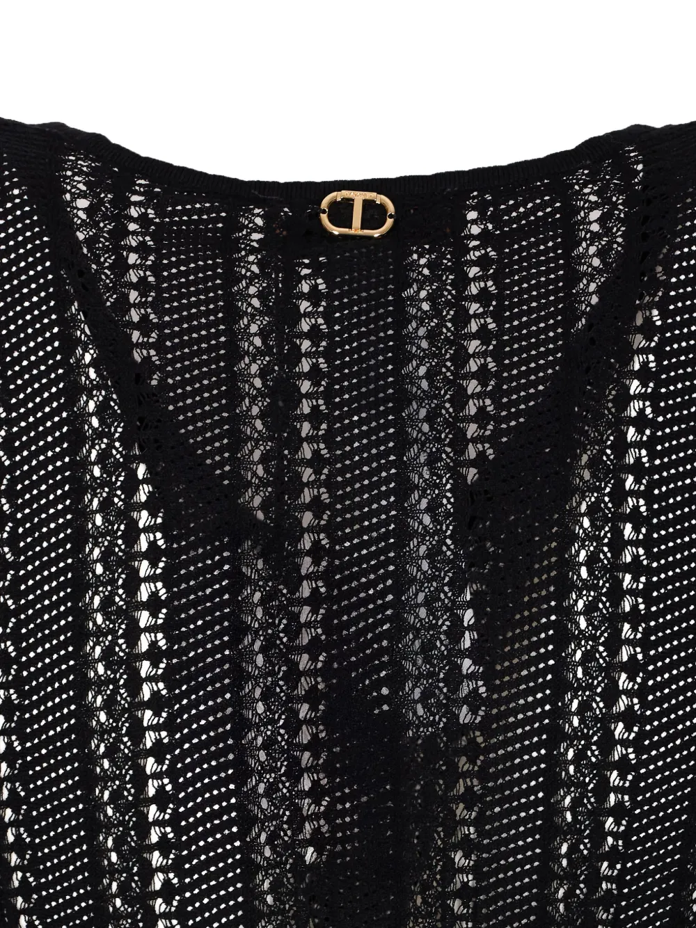 TWINSET perforated ruffled mini dress Zwart