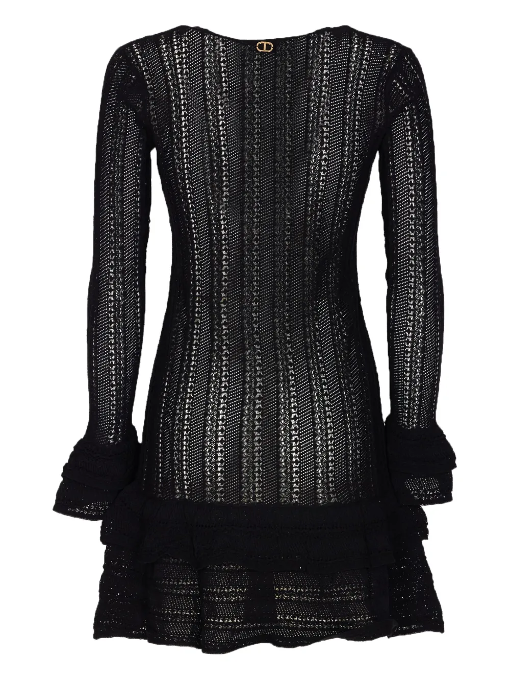 TWINSET perforated ruffled mini dress Zwart