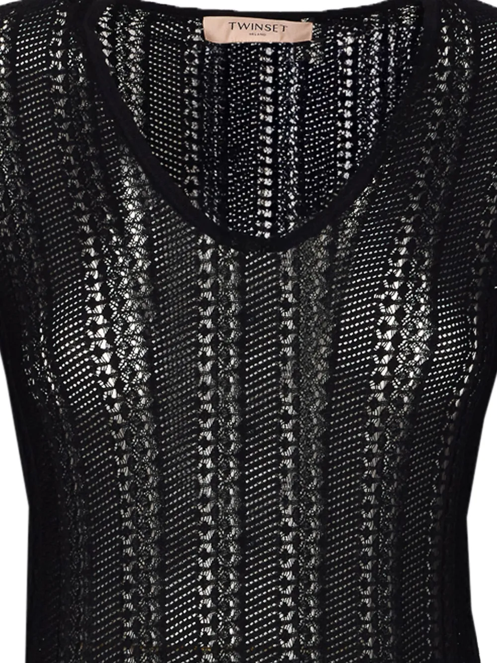 TWINSET perforated ruffled mini dress Zwart