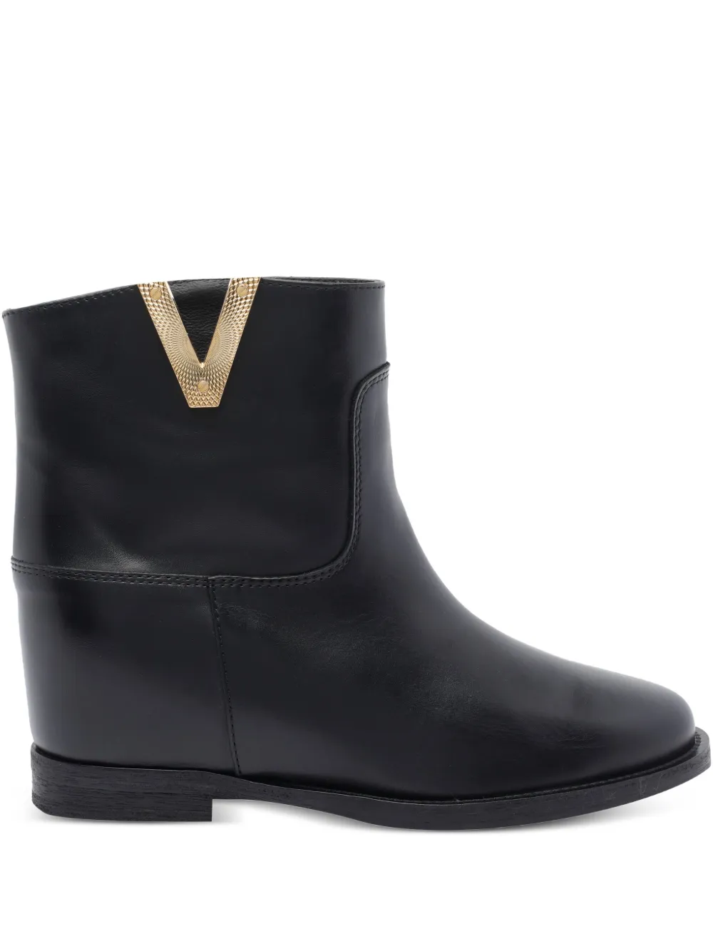 Via Roma 15 logo leather ankle boots Black