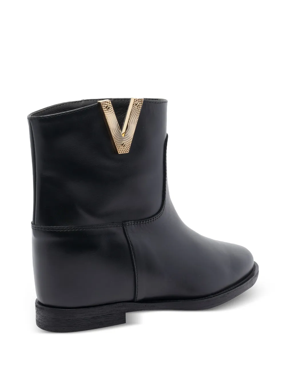 Via Roma 15 logo leather ankle boots Black
