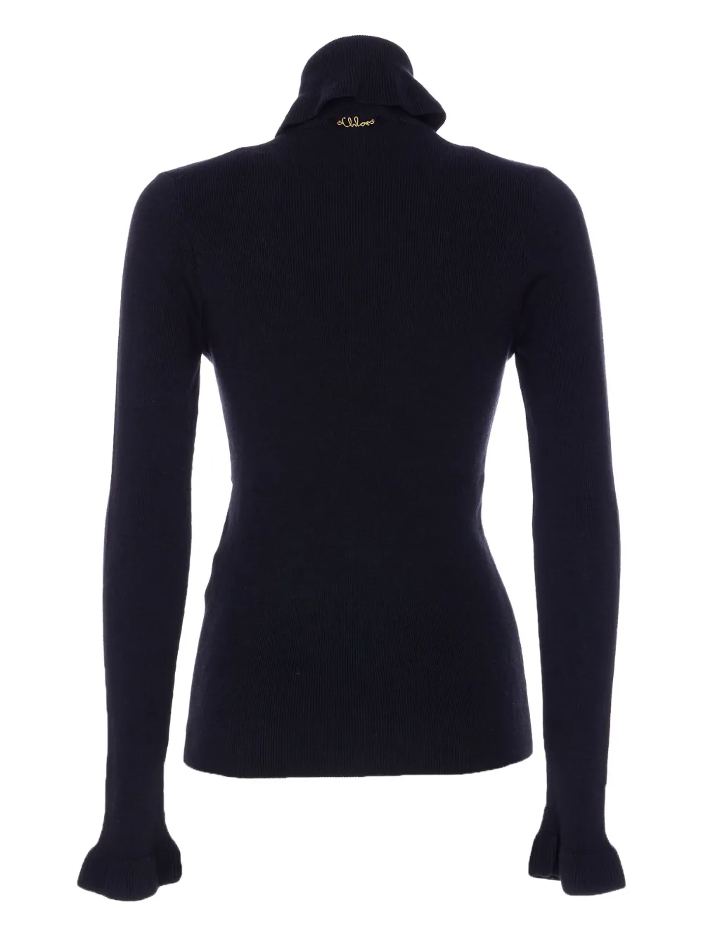 Chloé high-neck ruffled-cuff sweater Blauw