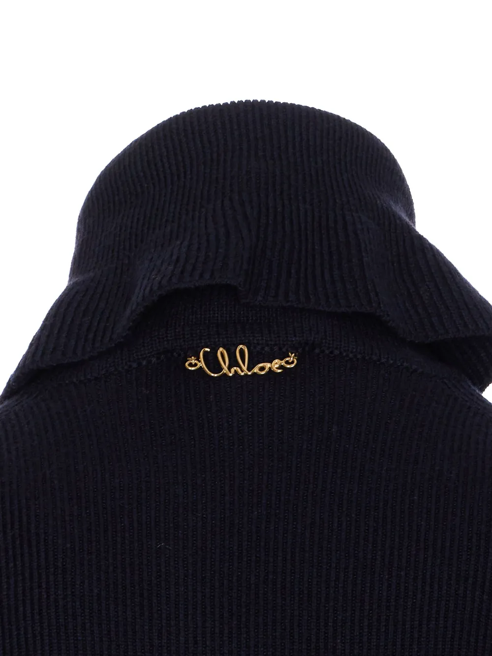 Chloé high-neck ruffled-cuff sweater Blauw