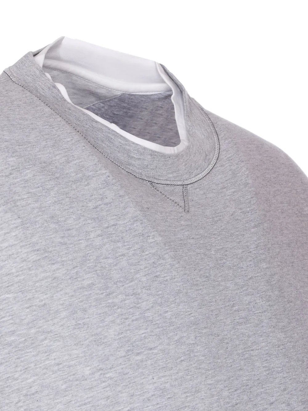 Brunello Cucinelli logo-embroidered crew-neck T-shirt Grijs