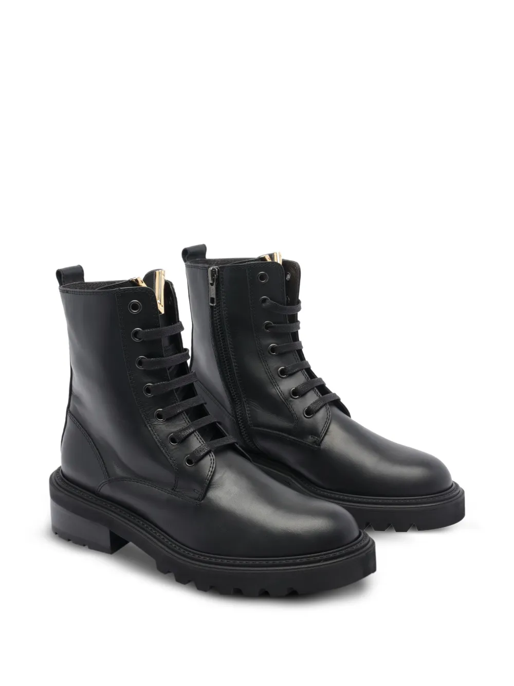 Via Roma 15 50mm lace-up zip boots Black