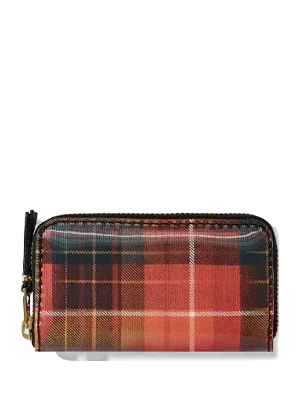 Comme Des Garçons Plaid Zip-around Wallet In Red