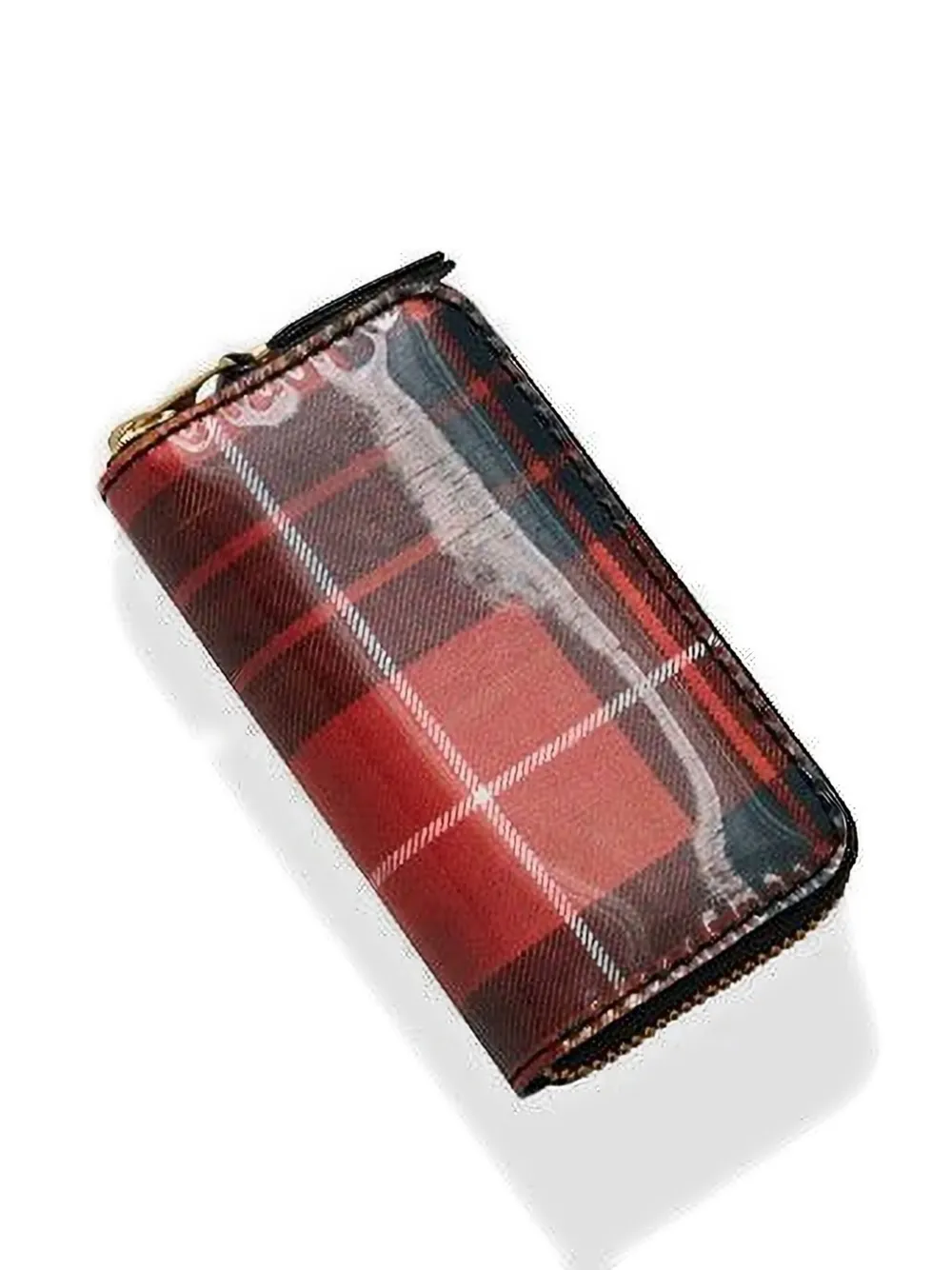 Comme Des Garçons Plaid Zip-around Wallet In Red