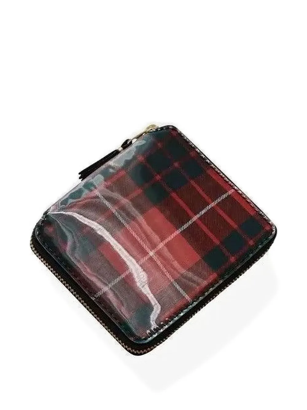 Comme Des Garçons Plaid Zip Wallet In Brown