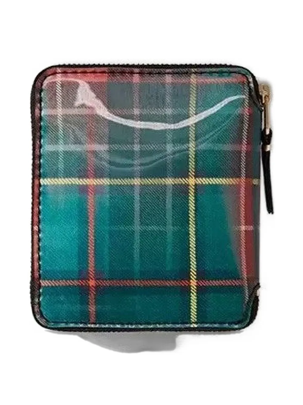 Comme Des Garçons Plaid Zip Wallet In Brown