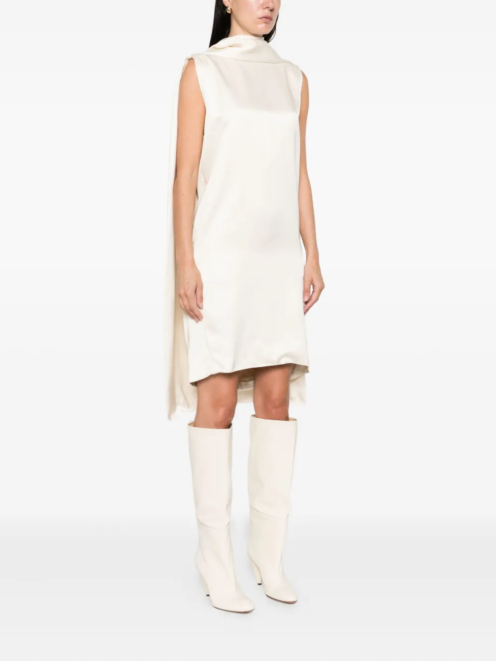 Totême Raw-edge Silk Dress In Neutral