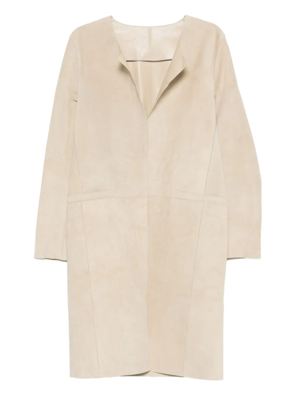 Totême Suede Coat In Neutral
