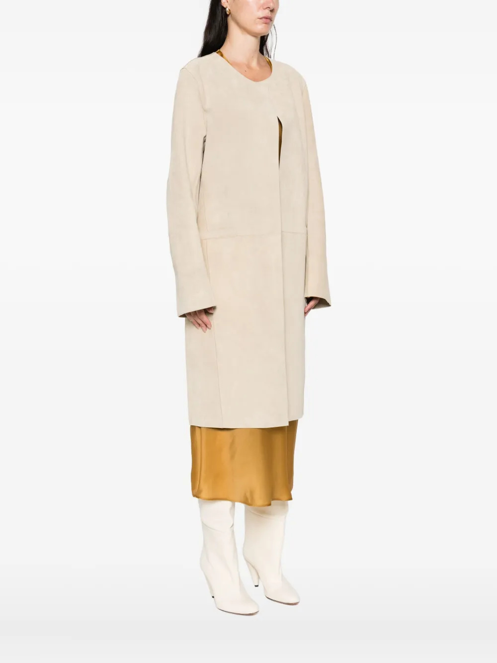 Totême Suede Coat In Neutral