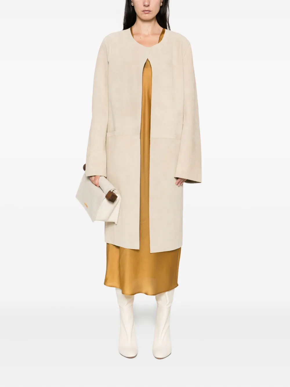 Totême Suede Coat In Neutral