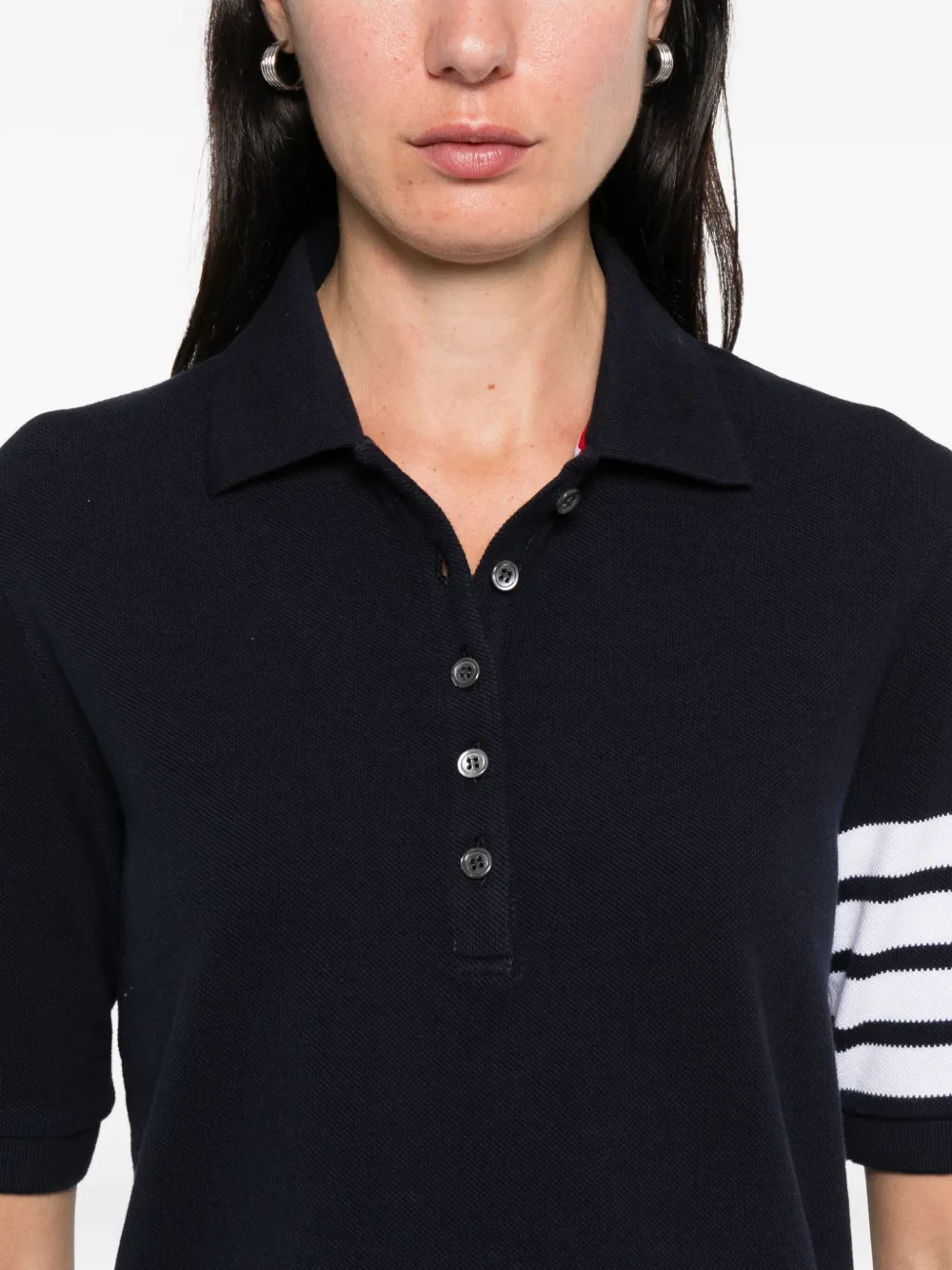 Thom Browne 4-stripe sleeve polo shirt Blauw