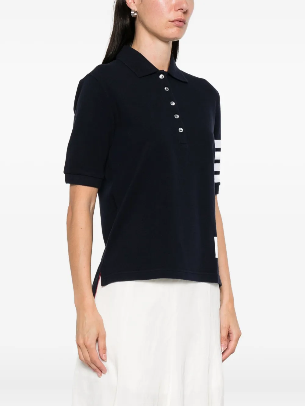 Thom Browne 4-stripe sleeve polo shirt Blauw