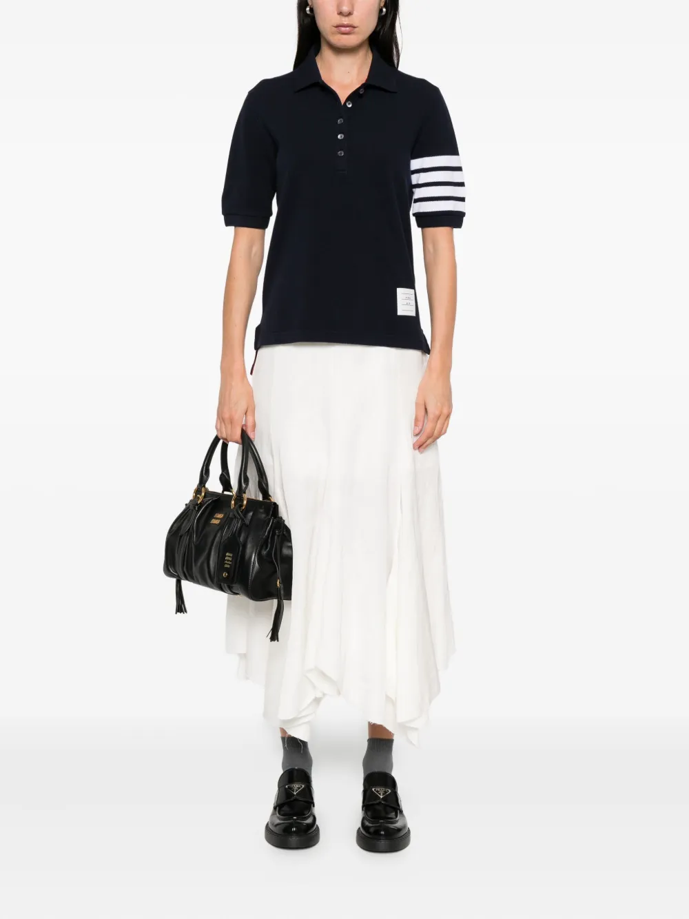 Thom Browne 4-stripe sleeve polo shirt Blauw
