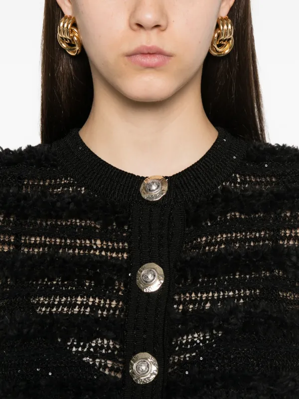 極美品 バルマン ニットカーディガン Balmain スパンコール カーディガン | ブラック | FARFETCH JP