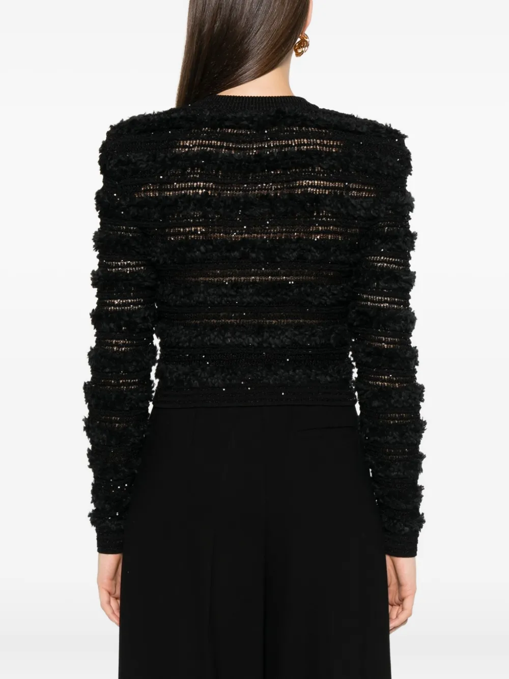Balmain Sequin-embellished Cardigan In Black