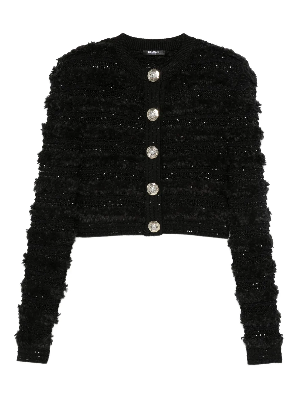 Balmain Sequin-embellished Cardigan In Black