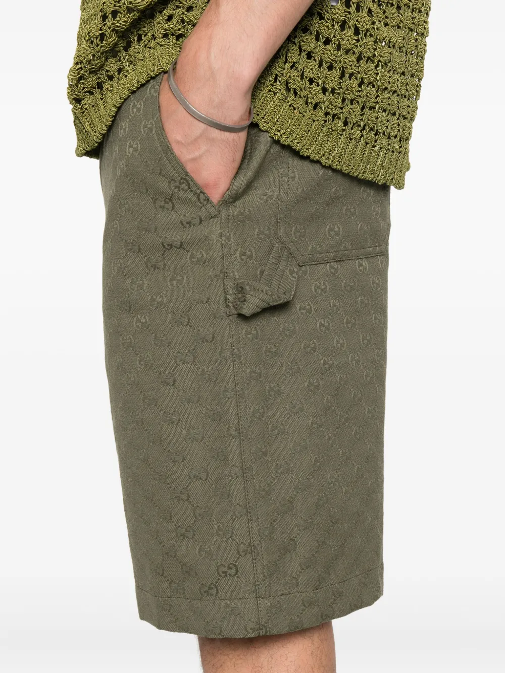 Gucci Katoenen shorts met GG-monogram Groen