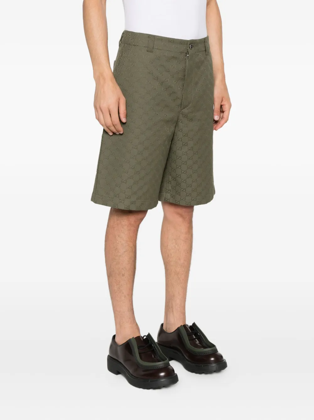 Gucci Katoenen shorts met GG-monogram Groen