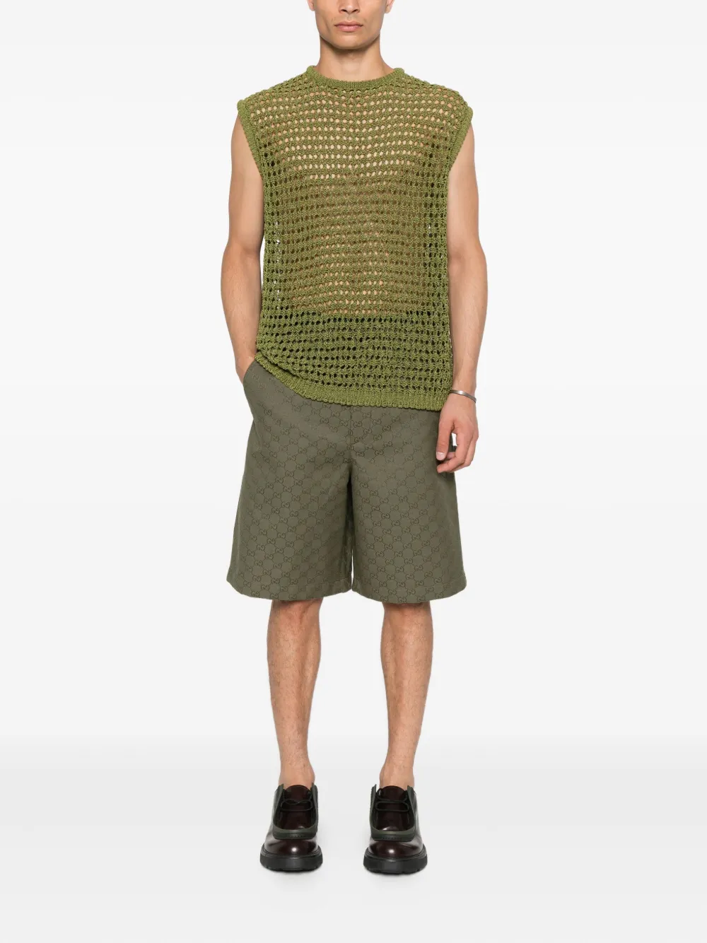 Gucci Katoenen shorts met GG-monogram Groen