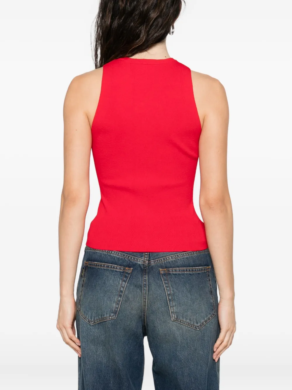 Diesel Geribbelde tanktop met logodetail Rood
