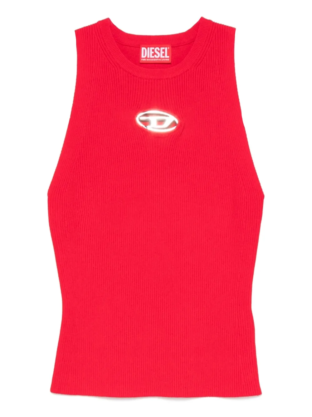 Diesel Geribbelde tanktop met logodetail Rood