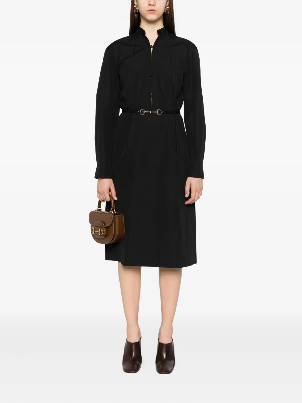 Gucci lace-up cotton dress Zwart