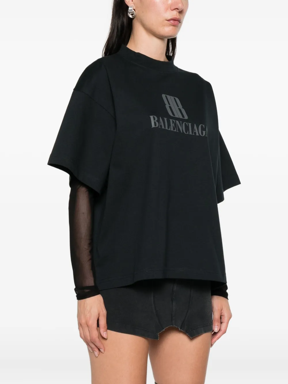 Balenciaga Katoenen T-shirt met logoprint Zwart
