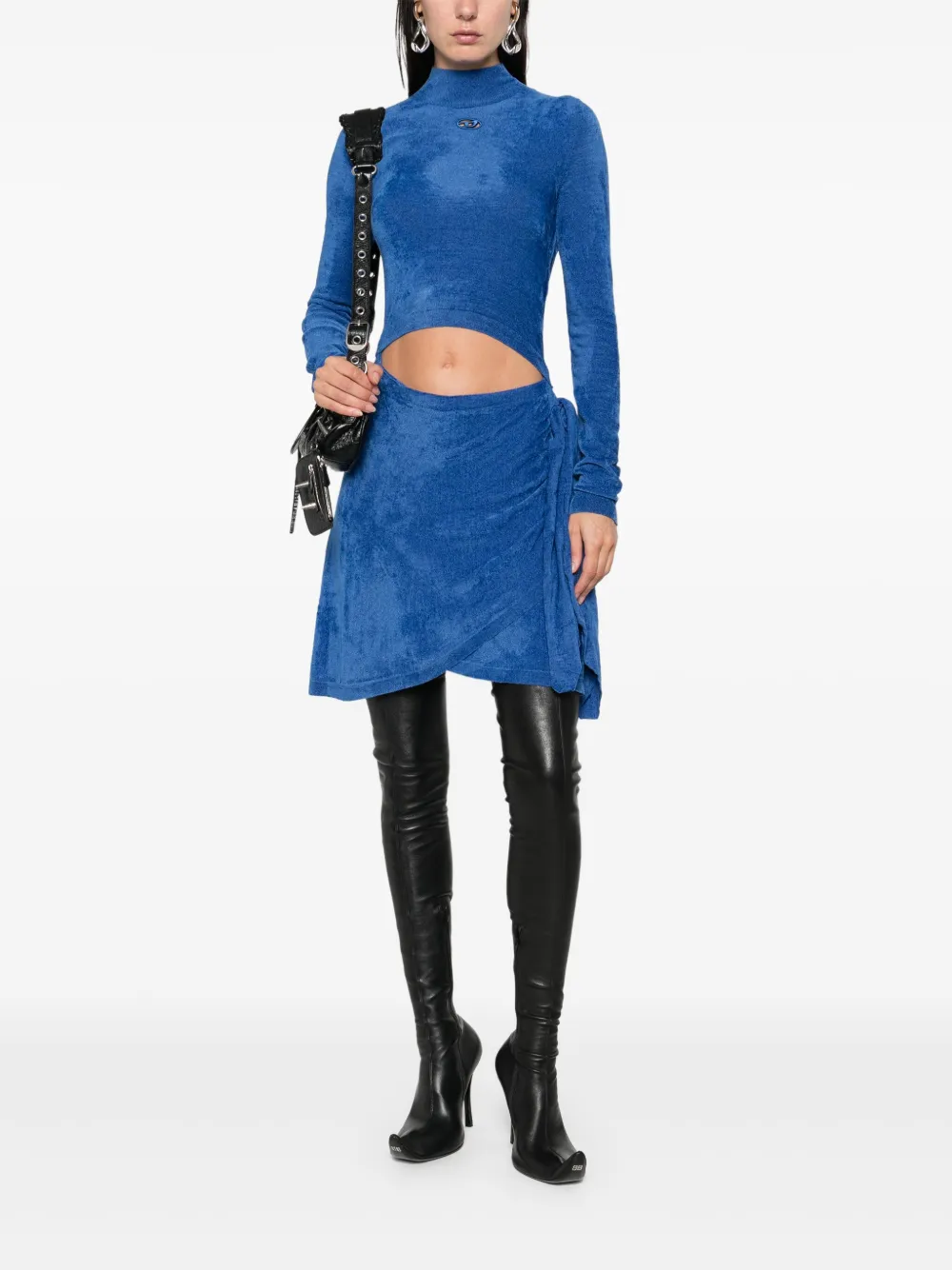 Diesel Jurk met gestrikte voorkant en gedrapeerde hals Blauw