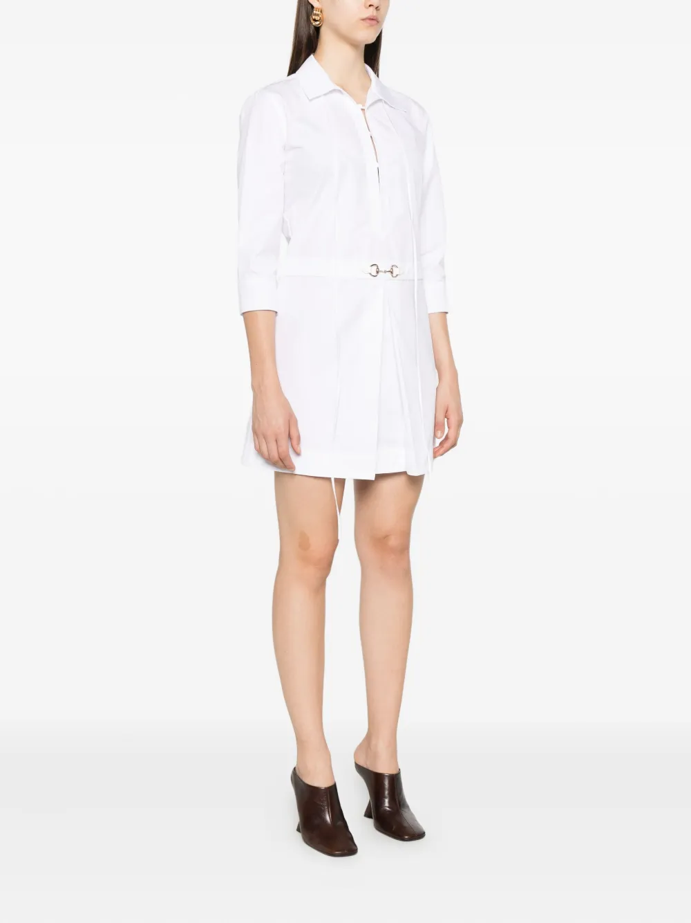 Gucci Horsebit-detail poplin dress Wit