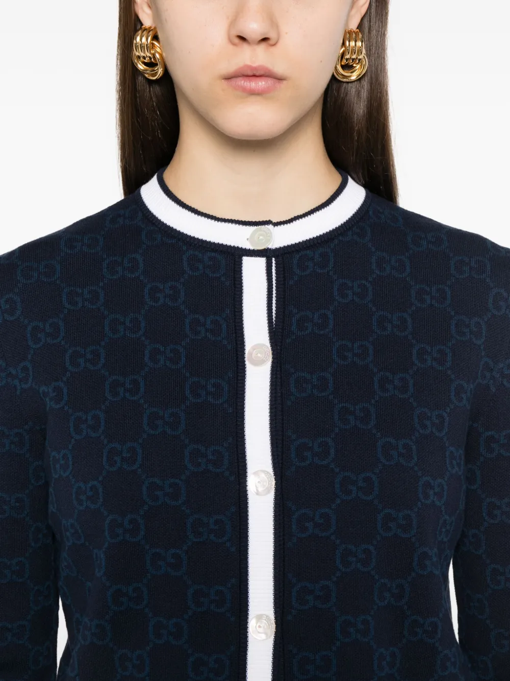 Gucci Vest met GG-patroon en knopen Blauw